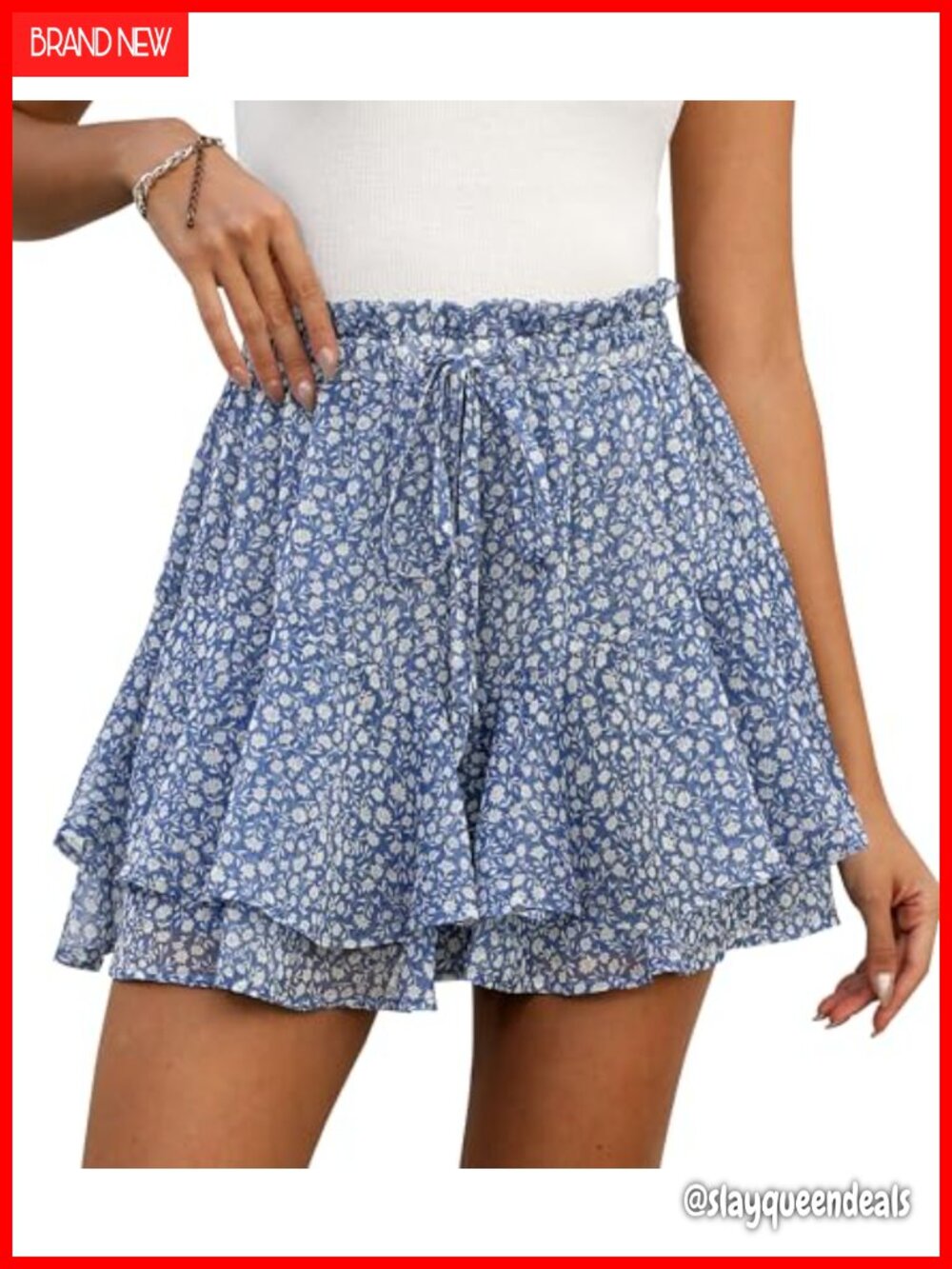 Women's Ruffle Chiffon Skorts High Waisted Flowy Mini Shorts with Built-in